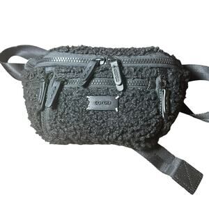 Caraa Small Sherpa black vegan leather, nylon, bum bag waist bag unique